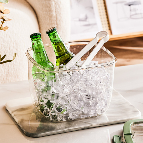 Household sealed ice bucket with ice clip portable transparent picnic Coke beer cold water bucket outdoor cold ice bucket