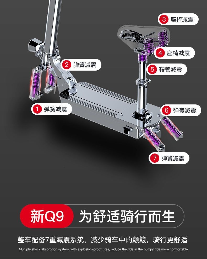 Small electric folding scooter, electric skateboard, two-wheeled mobility scooter, mini electric ride-sharing vehicle