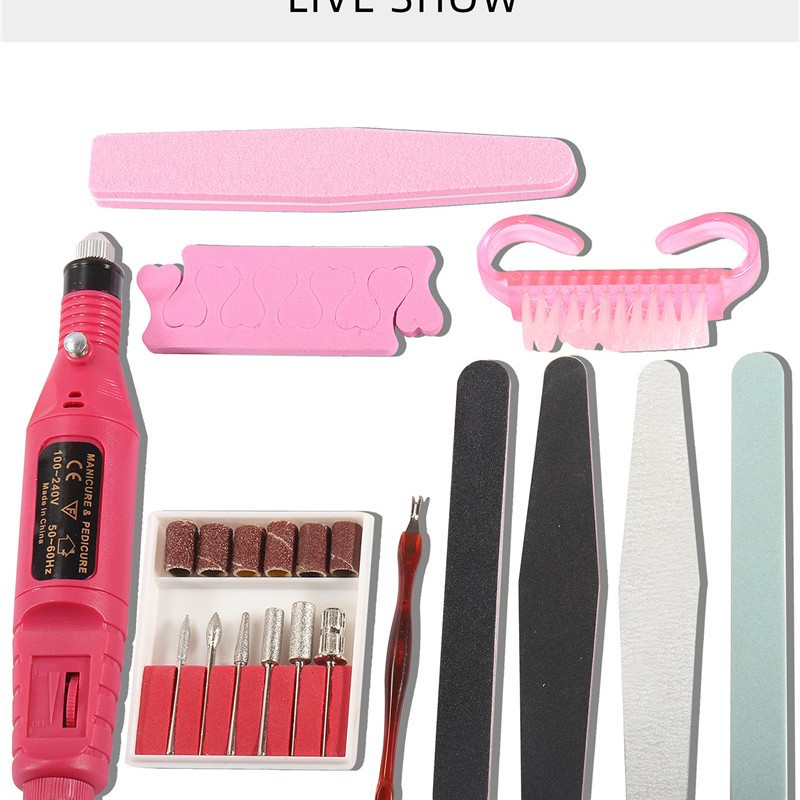 Amazon popular uñas manicura traje USB molienda máquina de uñas Archivo de pulido polvo cepillo 10-piezas conjunto