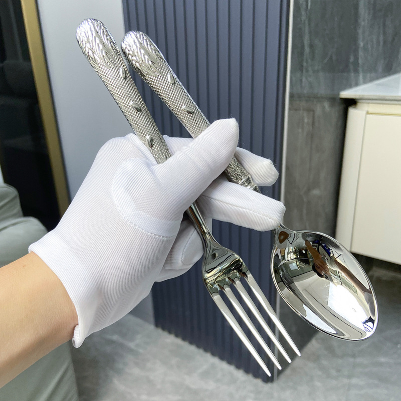鍛打304ステンレス麦穂5点セット食器クロスボーダーレリーフ高級家庭用ホテルステーキナイフフォークスプーン|undefined