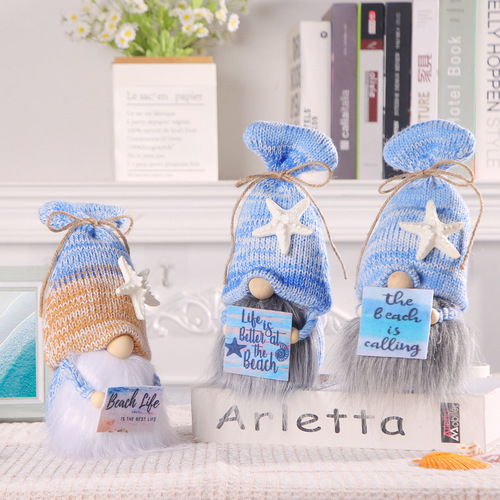 Love in Hong Kong Lovely Ocean Festival placard doll knitted faceless doll starfish gnome Rudolph doll ornaments