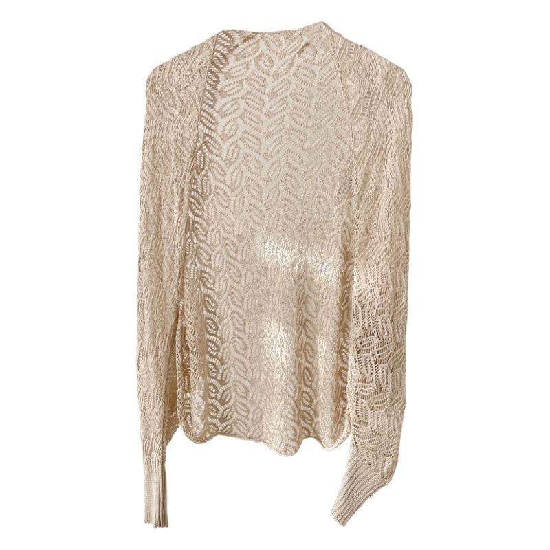 Nueva primavera y verano con aire acondicionado hoja opresleeve Mantón de seda de hielo de punto falso collar hueco fuera chal de moda al por mayor