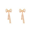 Diamond crystal earings with bow, fashionable earrings, design silver needle, trend of season