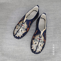 夏季中國風休閒單鞋老爹鞋青年國潮輕質套腳帆布鞋縫製布鞋休閒鞋