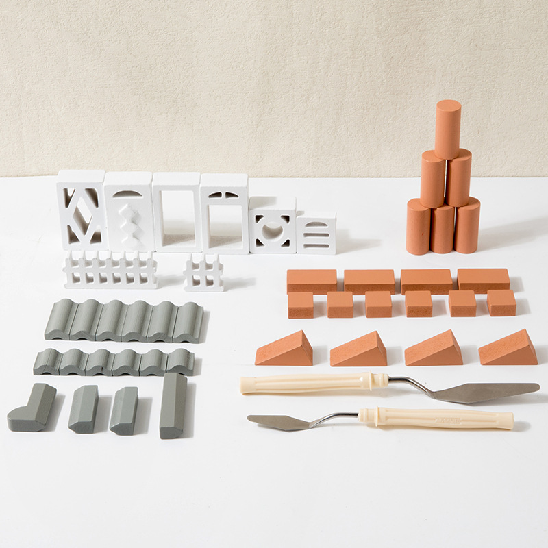 Niños pequeños hechos a mano de madera bricolaje pared de construcción de bloques arquitectura interactiva padre-hijo creativa villa juguetes de puzzle