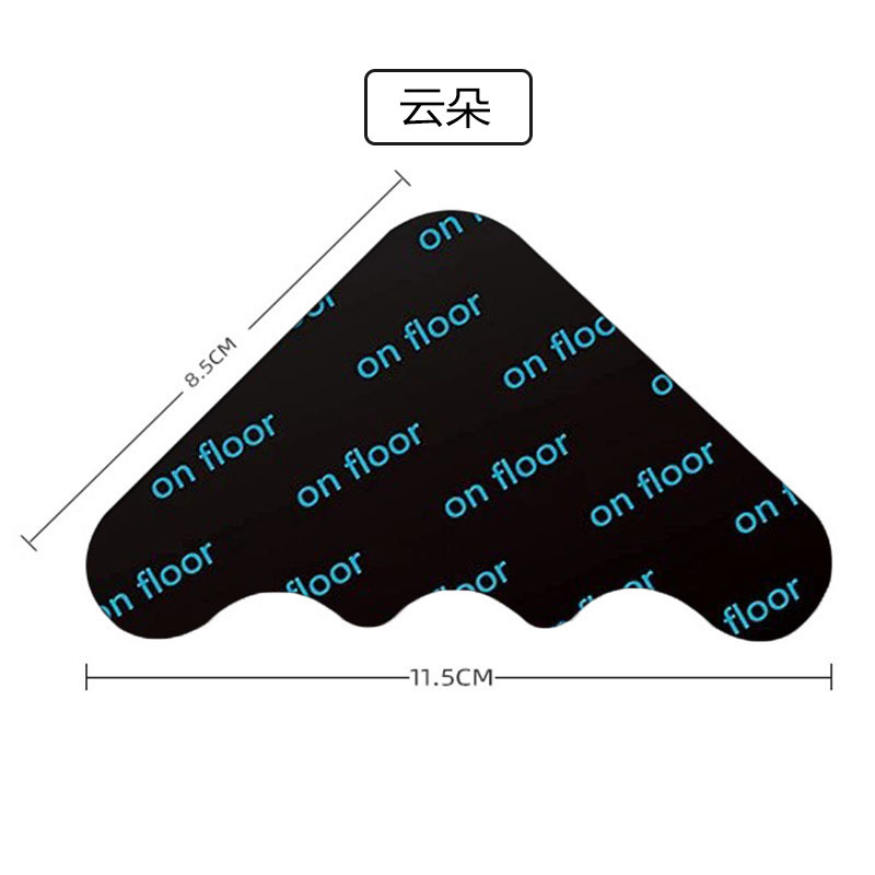 En stock triángulo negro nubes traceless estera antideslizante alfombra pegatinas fijas PU lavable manta antideslizante pegatinas