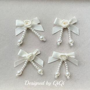 Temperament rose flower pearl bow accessories DIY accessories hairpin mobile phone case luggage shoes and socks clothing accessories