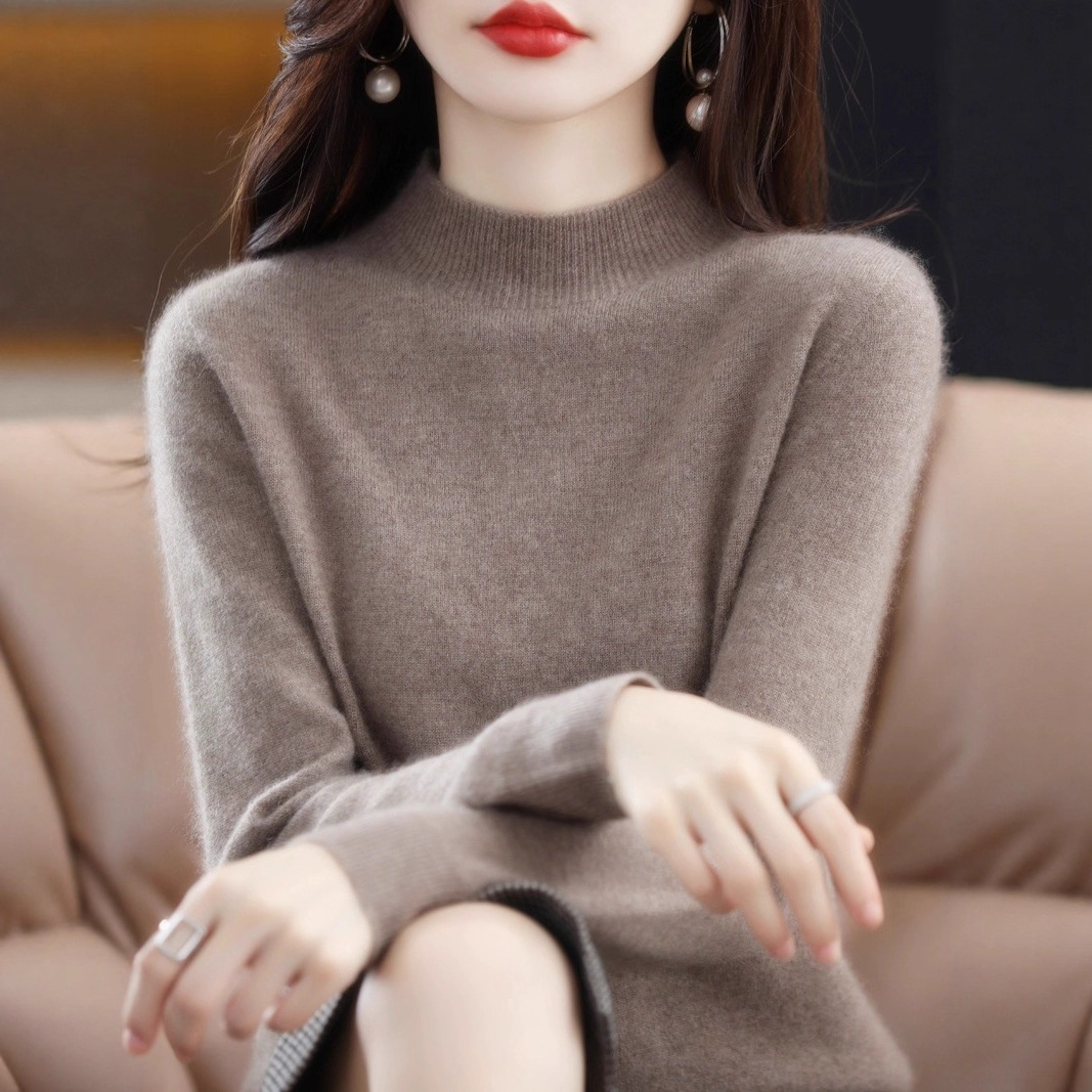 半高领新款软糯女加厚打底毛衣套头百搭羊毛针织衫秋冬