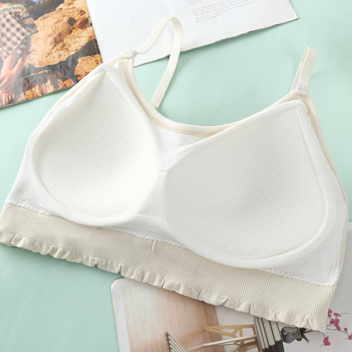 韩版纯色吊带背心女无钢圈固定杯内衣女小胸聚拢上托裹胸运动文胸