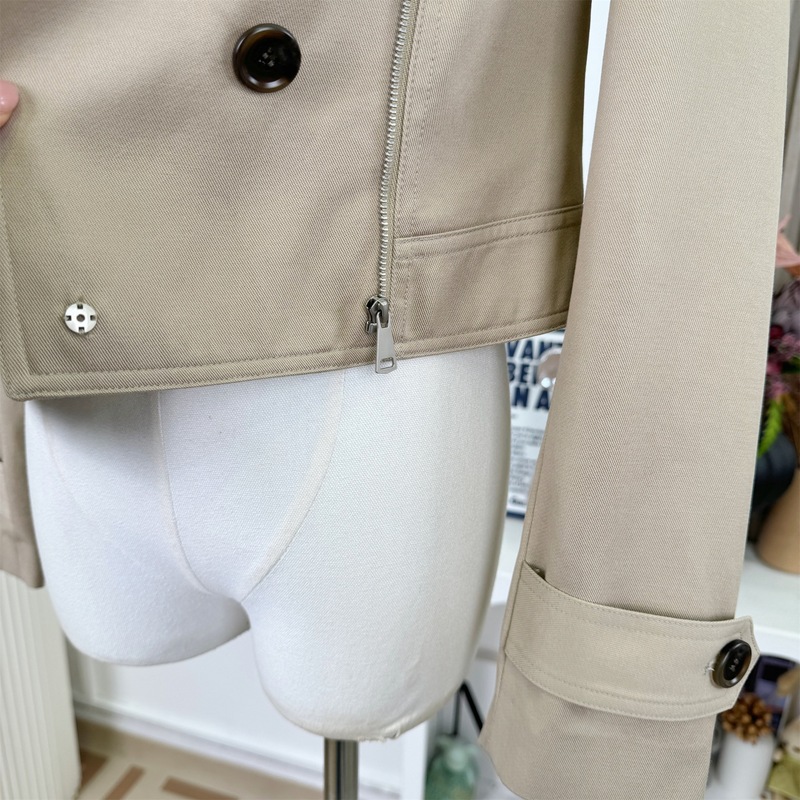 天丝棉混纺卡其色短款风衣外套女显瘦气质休闲夹克上衣女|undefined
