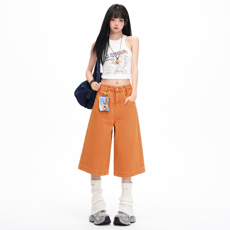 American Retro Denim Cropped Pants for Women, Summer 2026 New Style, Thin Loose High-Waisted Straight Wide-Leg Pants American Retro Denim Cropped Pants for Women, Summer 2026 New Style, Thin Loose High-Waisted Straight Wide-Leg Pants