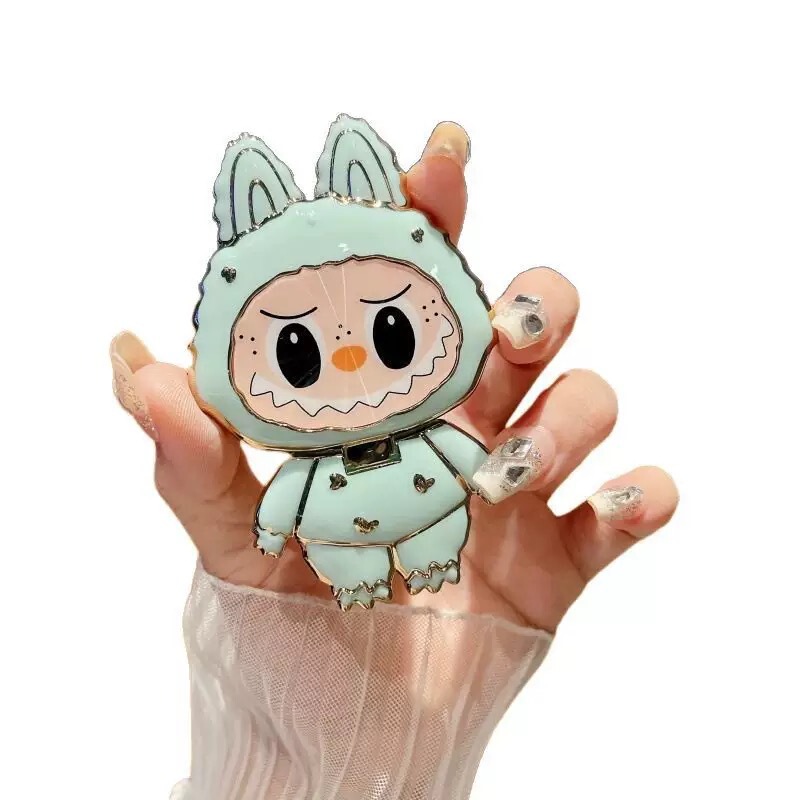 Labubu 漫画かわいい携帯電話ホルダー化粧鏡ホルダーミラー携帯電話ホルダー回転可能折りたたみ|undefined