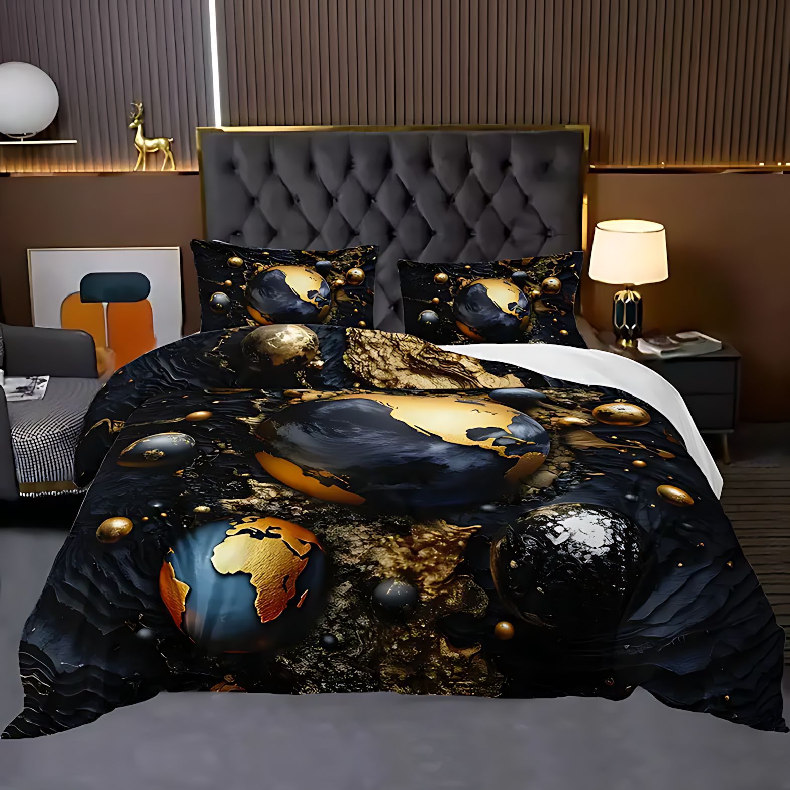 TEMU / JIT colcha de cama clásica estilo galáctico impresión digital 3D ropa de cama para diseño