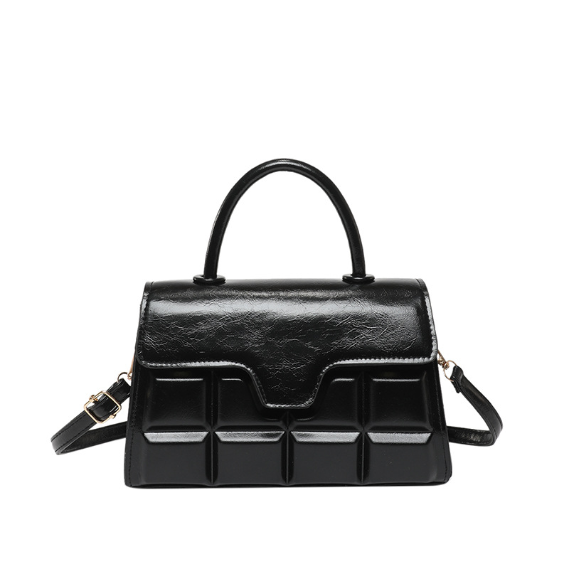 Mendidura a cuadros, color sólido, estilo occidental simple, textura fresca, 2025, bolso cuadrado pequeño de mensajero de un solo hombro de moda coreana de primavera