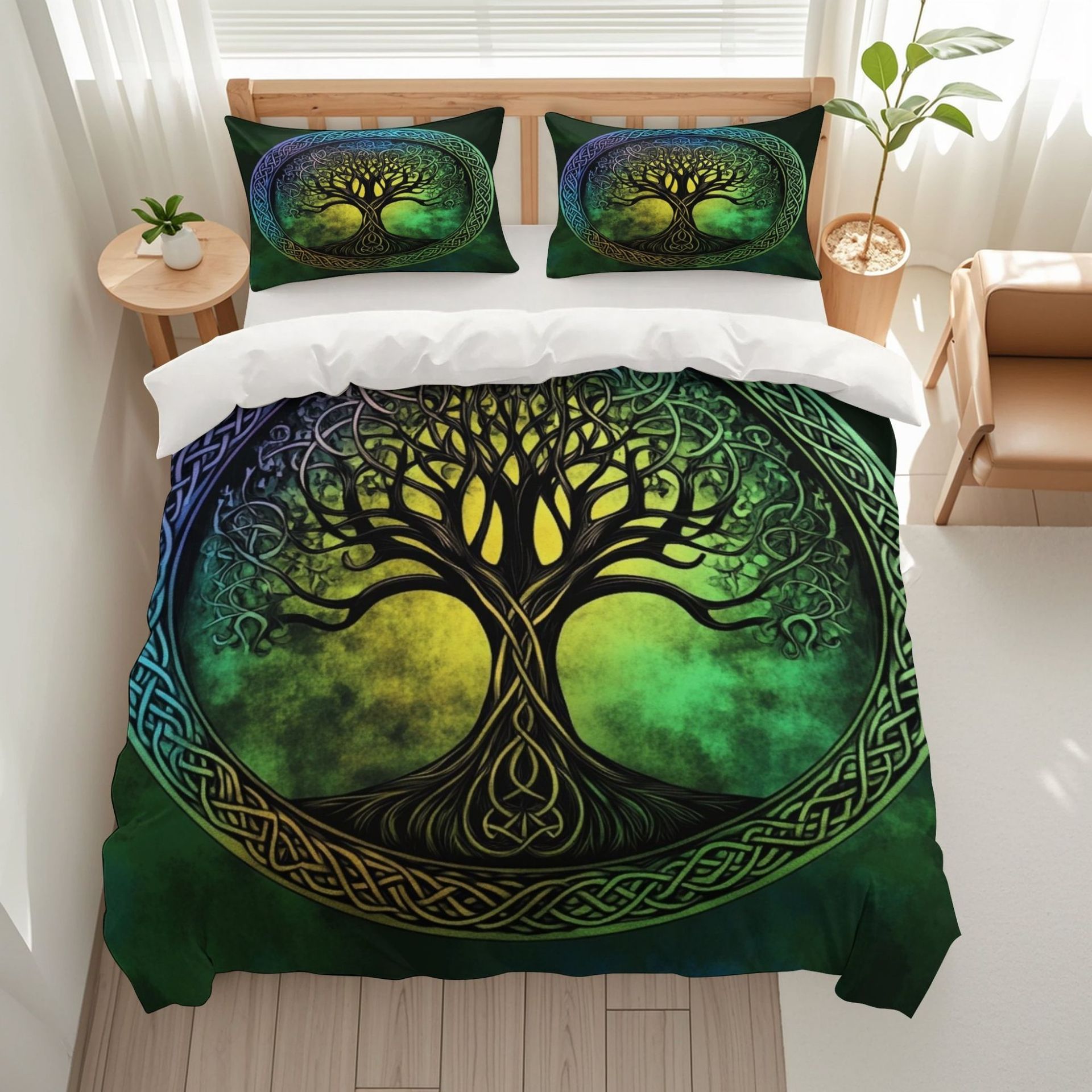 TEMU / JIT transfronterizo para brillante árbol de vida polido impresión digital kit de edredón textil para el hogar