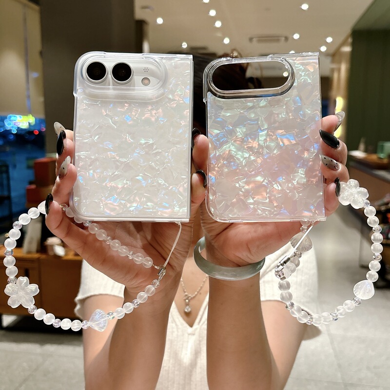 Suitable for Apple 18Duo Foldable Screen Protective Case, Front and Back iPhone 18Duo Phone Case, Shell Pattern Bracelet