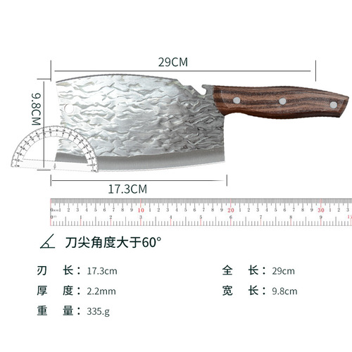 Live broadcast best-selling stainless steel hammered texture forging kitchen cutting and meat chopping bone cleaver double-edged chopping two-in-one bottle opener