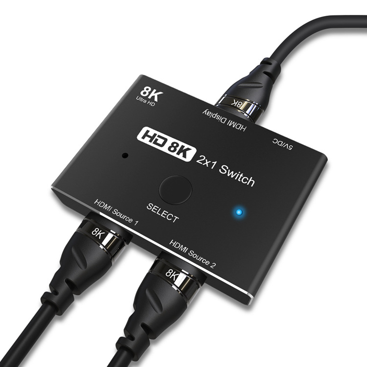 8K dual-input single-output HDMI 2.1 switch manufacturer sells 8K@30Hz high-definition HDMI converter
