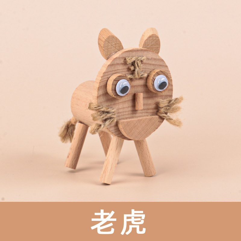 Paquete de material de bricolaje para niños creativos, arte en madera, animales, estacas de madera, ramas, área de jardín de infantes, juguetes hechos a mano