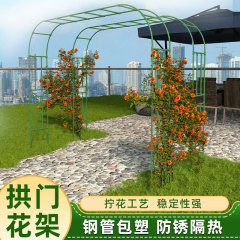 半アーチの花棚は藤に登ります。