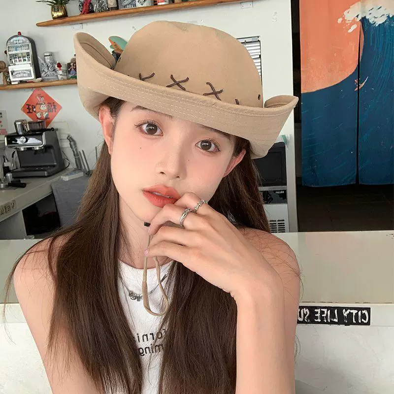 Travel denim sun hat outside climbing