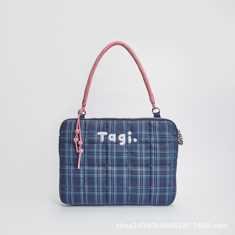 Spot Tagi 織り小さな枕刺繍ビーズポータブルショルダー落下防止と耐衝撃コンピュータバッグノートブックバッグポリエステル|undefined