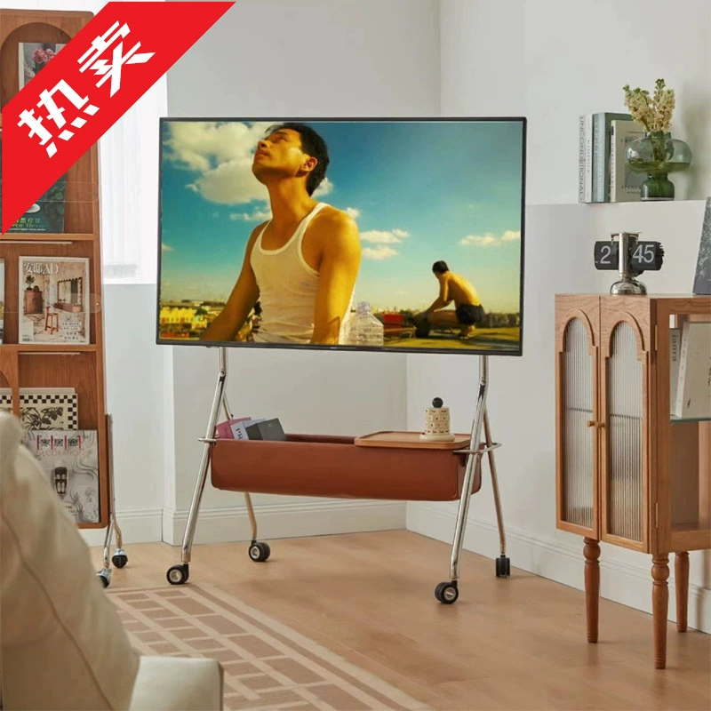 Подвижная подставка для телевизора из нержавеющей стали в стиле ИК в стиле ретро, ​​напольная подставка на колесиках, подходит для телевизоров от 43 до 75inch лет.