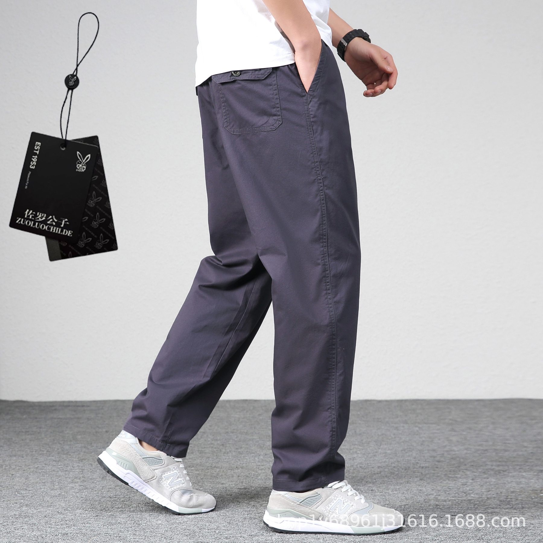 Pantalones casuales de los hombres de Zoruan pantalones de los hombres de primavera pantalones sueltos rectos de mediana edad pantalones elásticos de algodón Pantalones