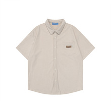 YPRS2022个性寸衫大码宽松短袖夏季休闲翻领条纹衬衣外贸男装衬衫