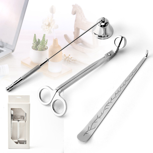 Amazon stainless steel candle tools scented candle tools wick cutter three-piece set wick hook wick candle extinguisher