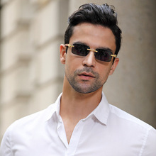 时尚太阳镜男士无框原木头腿弹弓墨镜男潮木质光学镜架sunglasses