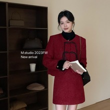 【FEI】新中式千金感羽绒服短外套+细闪超美新年战袍半身裙套装