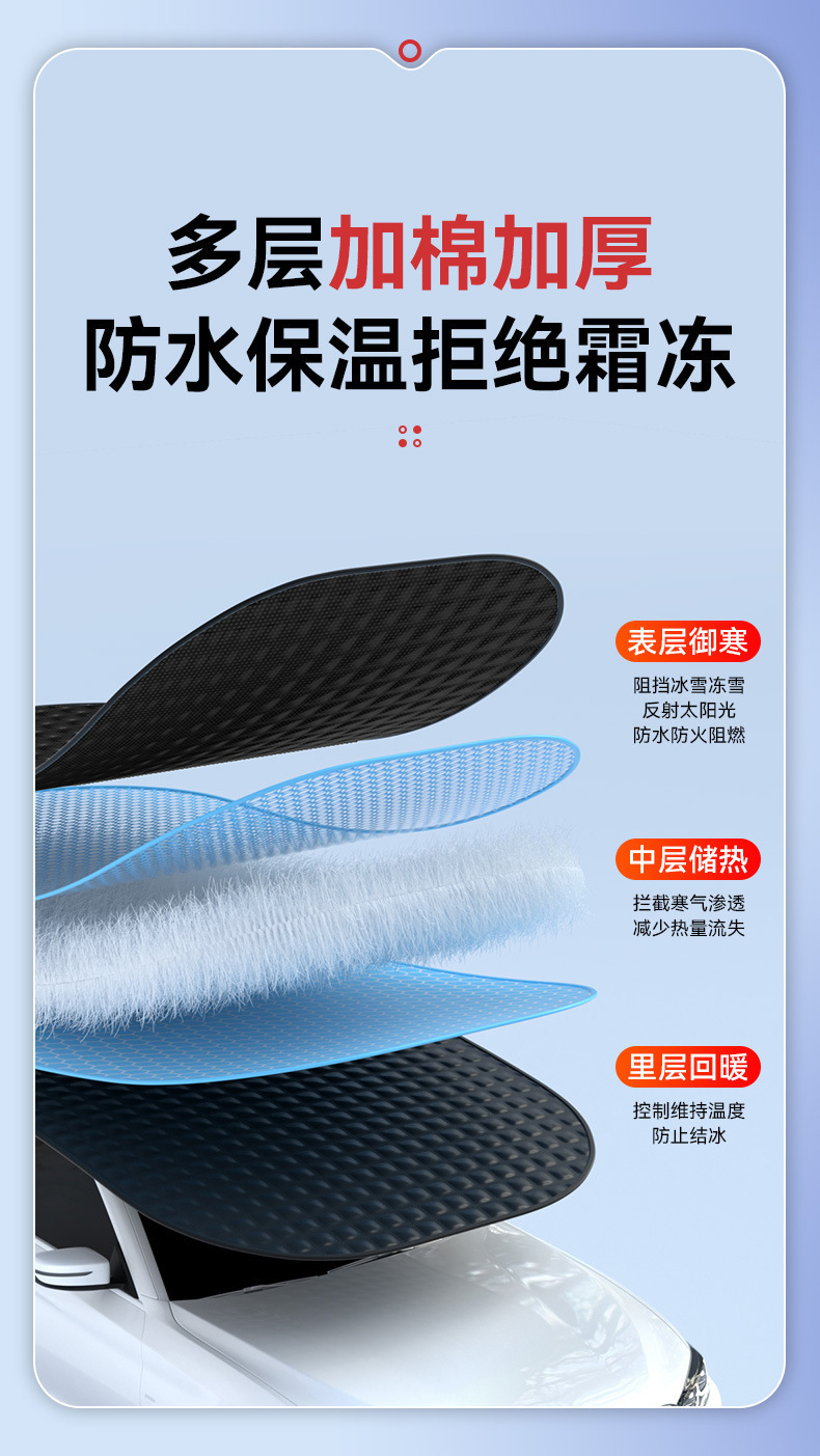 Car Snow Shield Window Thickeneded Magnetic Sun Protection Sunshade Winter Front Windshield Anti-Frost and Anti-Freeze Snow Shield