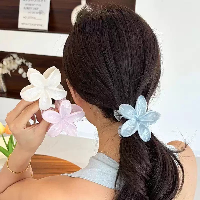 晕染鸡蛋花朵发夹女2025新款后脑勺半扎鲨鱼夹高级感甜美醋酸抓夹|undefined