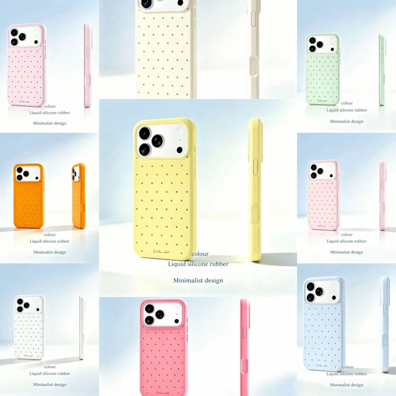 Trendy and minimalist polka dot design, MagSafe compatible liquid silicone phone case for Apple 18 Pro Max/17/16