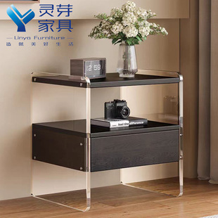 New Acrylic Suspension Bedside Cabinet Internet Popular Minimalist Storage Cabinet Bedroom Assembly Bedside Cabinet Smart Locker