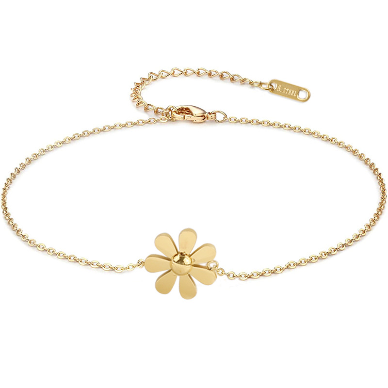 Simple Style Flower Stainless Steel Women's Anklet display picture 4