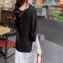 24深圳南油女装真丝花萝提花上衣 后背系带设计两侧开衩显瘦衬衫