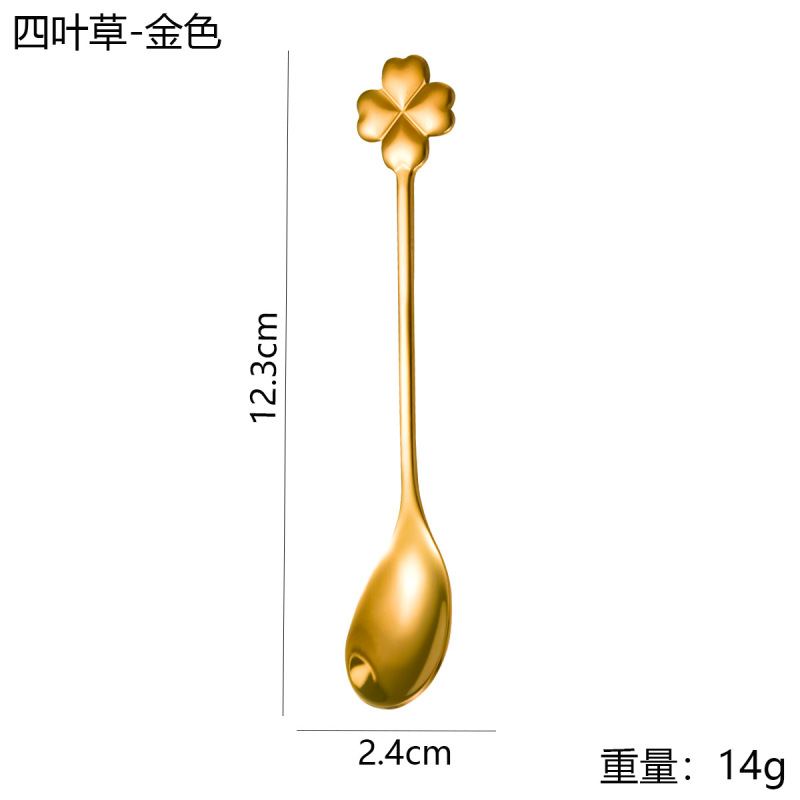 304ステンレス四叶草コーヒースプーン爱のツバメの巣撹拌スプーン翼スプーンバラ花デザートスプーンクロスボーダー|undefined