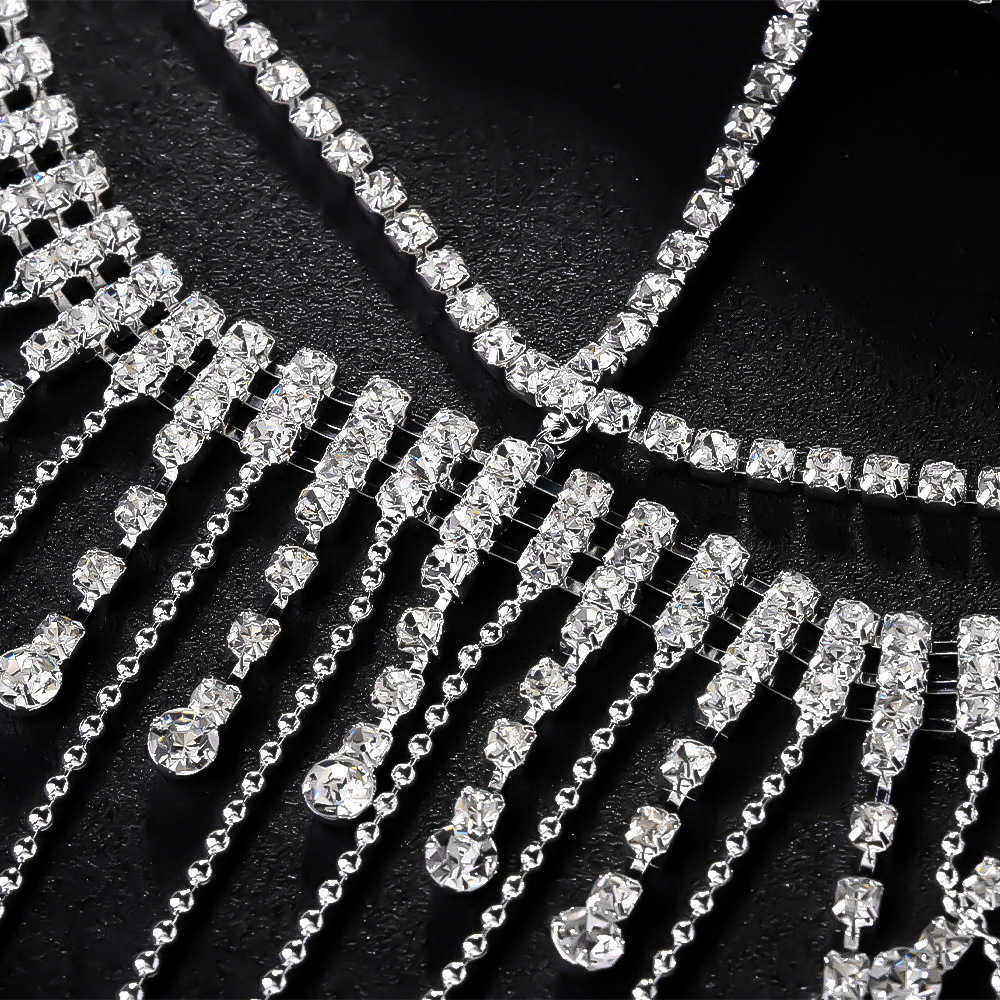 Cruz-frontera moda rhinestone máscara europea y americana personalidad tendencia sexy multi-capa borla exagerada máscara accesorios máscara