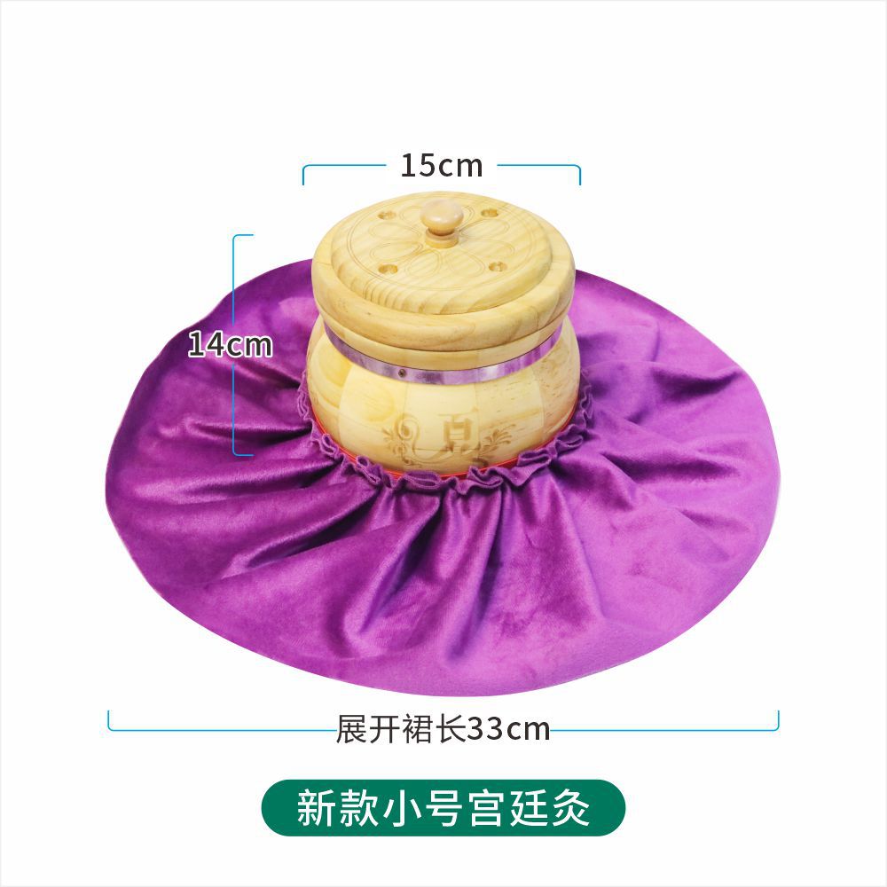 Wooden Moxibustion Box Smokeless Home Use Portable Belly Navel Warming Device with 54 Moxa Cones in use
