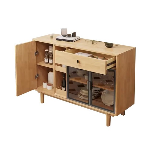 Nordic solid wood sideboard modern minimalist living room tea cabinet household multi-functional wall storage cabinet kitchen cupboard