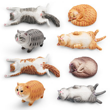 跨境儿童认知仿真动物模型宠物猫短毛肥猫嗜睡猫家猫玩具桌面摆件