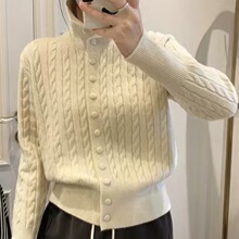 2025年高级感秋冬新款高领软糯针织开衫显瘦女式毛衣百搭毛衣外套