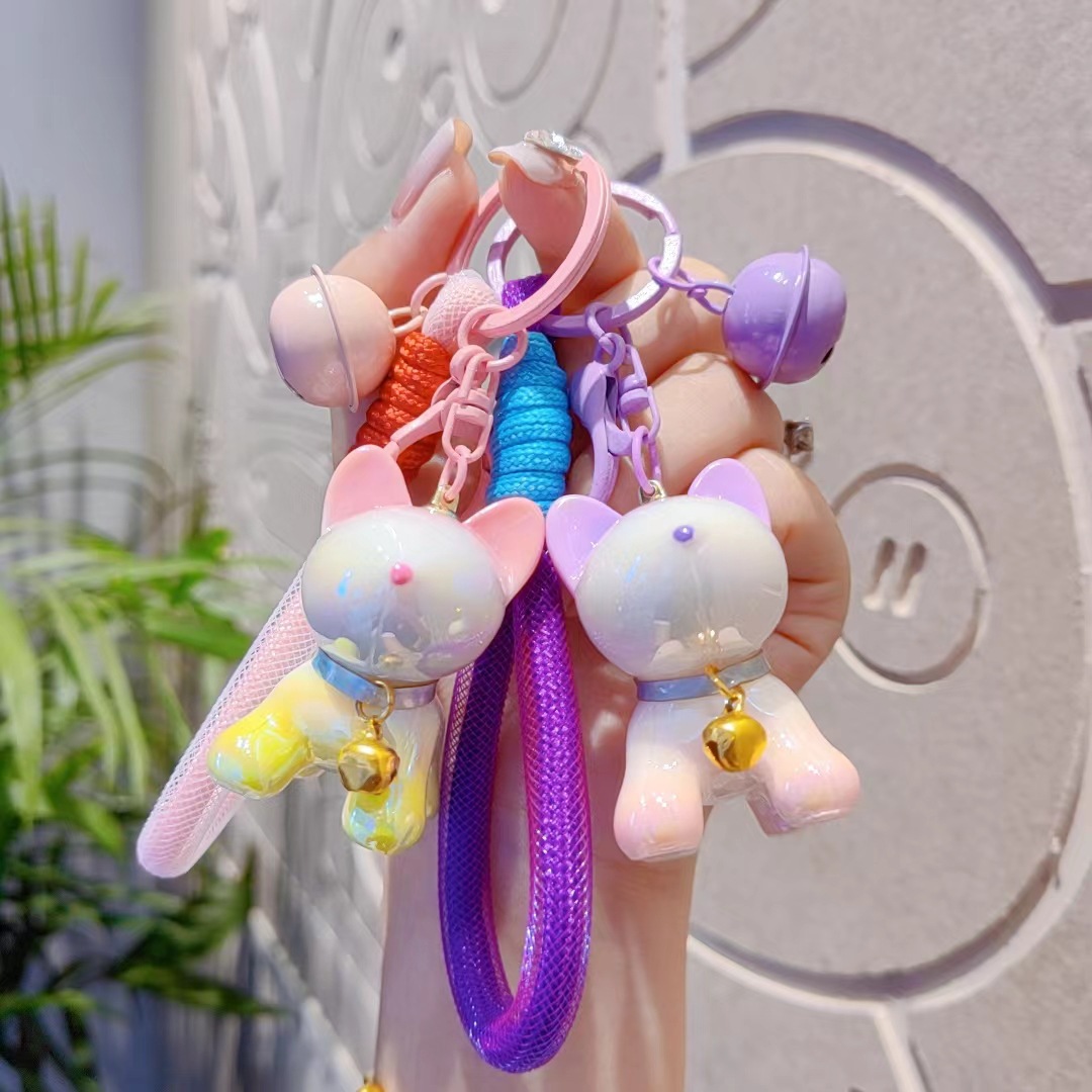 Caricatura creativa encantadora resina gradiente perro bolso bolso de coche llavero colgante hermoso pequeño regalo