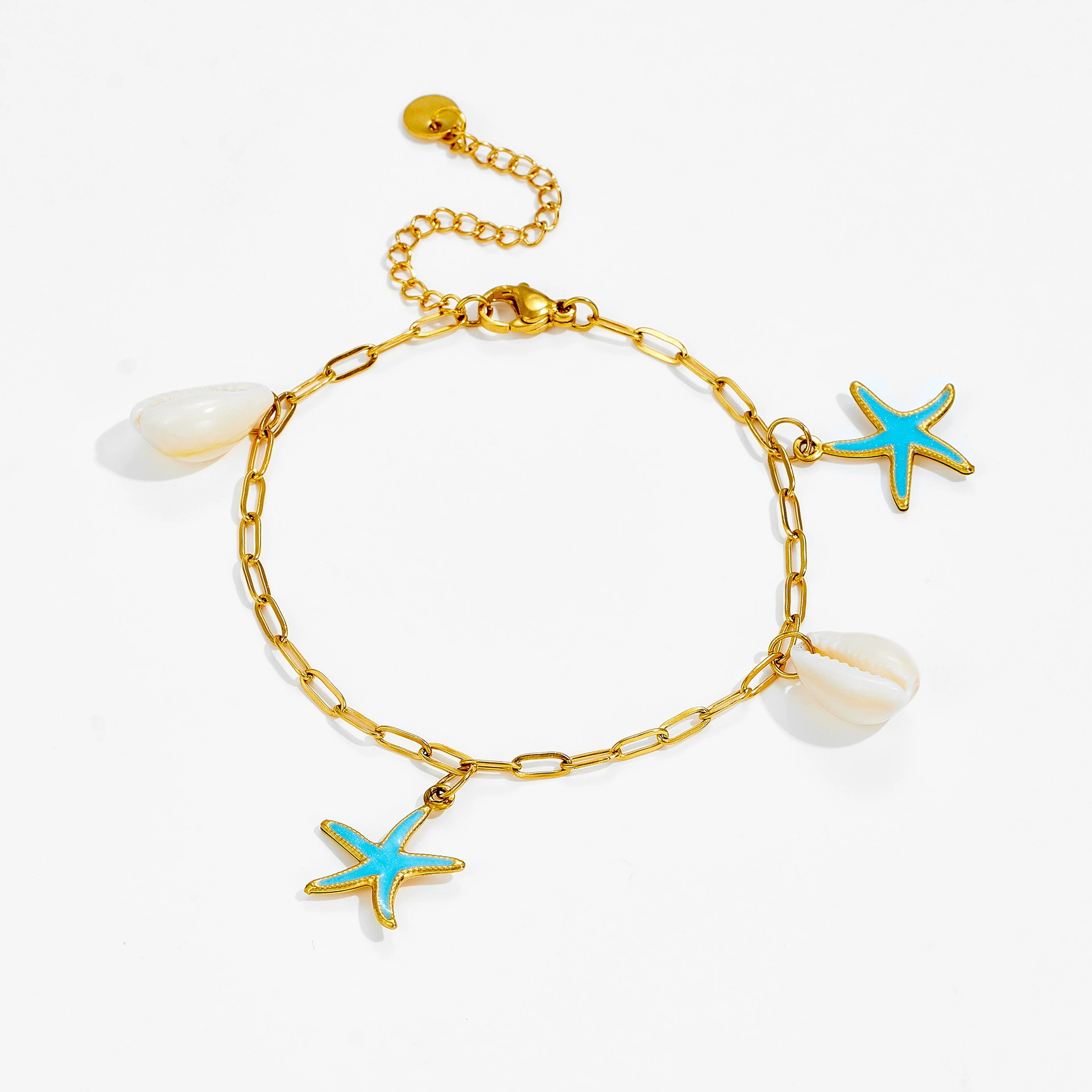 Europeo y americano transfronterizo nuevo estilo concha estrella de mar collar femenino estilo océano vacaciones moda joyería de todo fósforo concha acero inoxidable