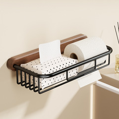 ウォールナットバスルームトイレットペーパーボックストイレットペーパーホルダートイレットペーパー収納ラックパンチフリー壁掛け