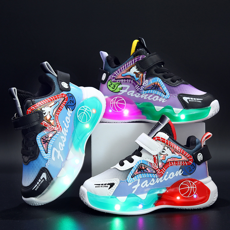 XUANMU Children Sport Shoes Boys Girls Autumn Winter Middle Children Shoes Primary School Basketball Shoes XA100_voghion.com