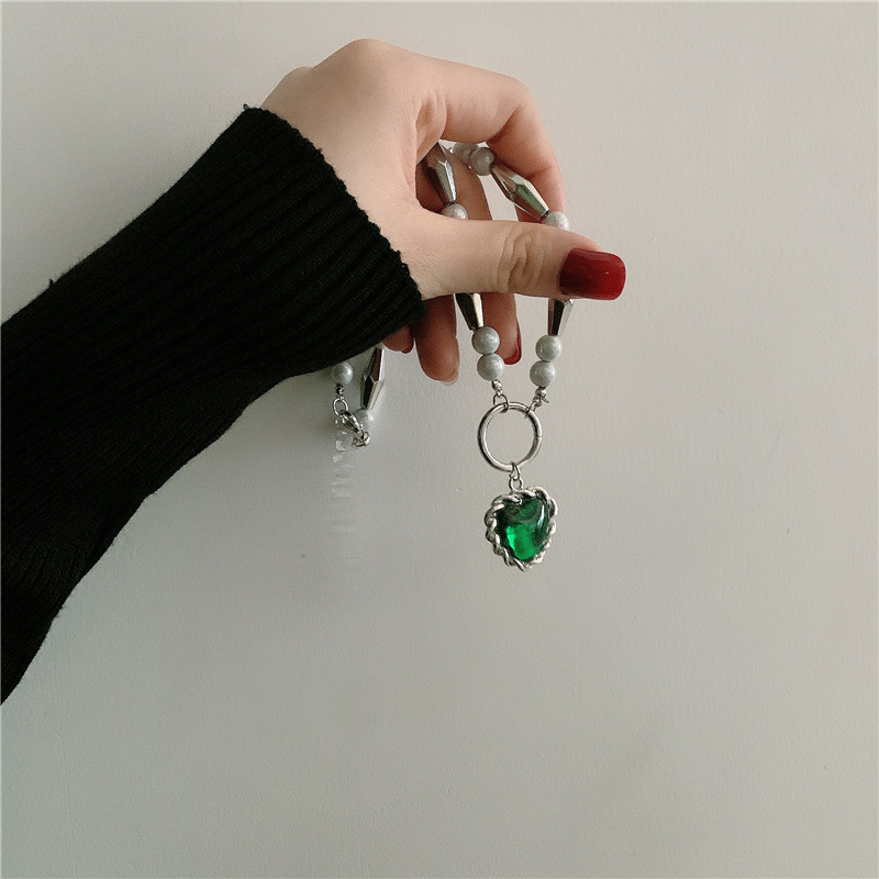 Collier De Perles En Forme De Coeur Vert À La Mode En Gros display picture 8