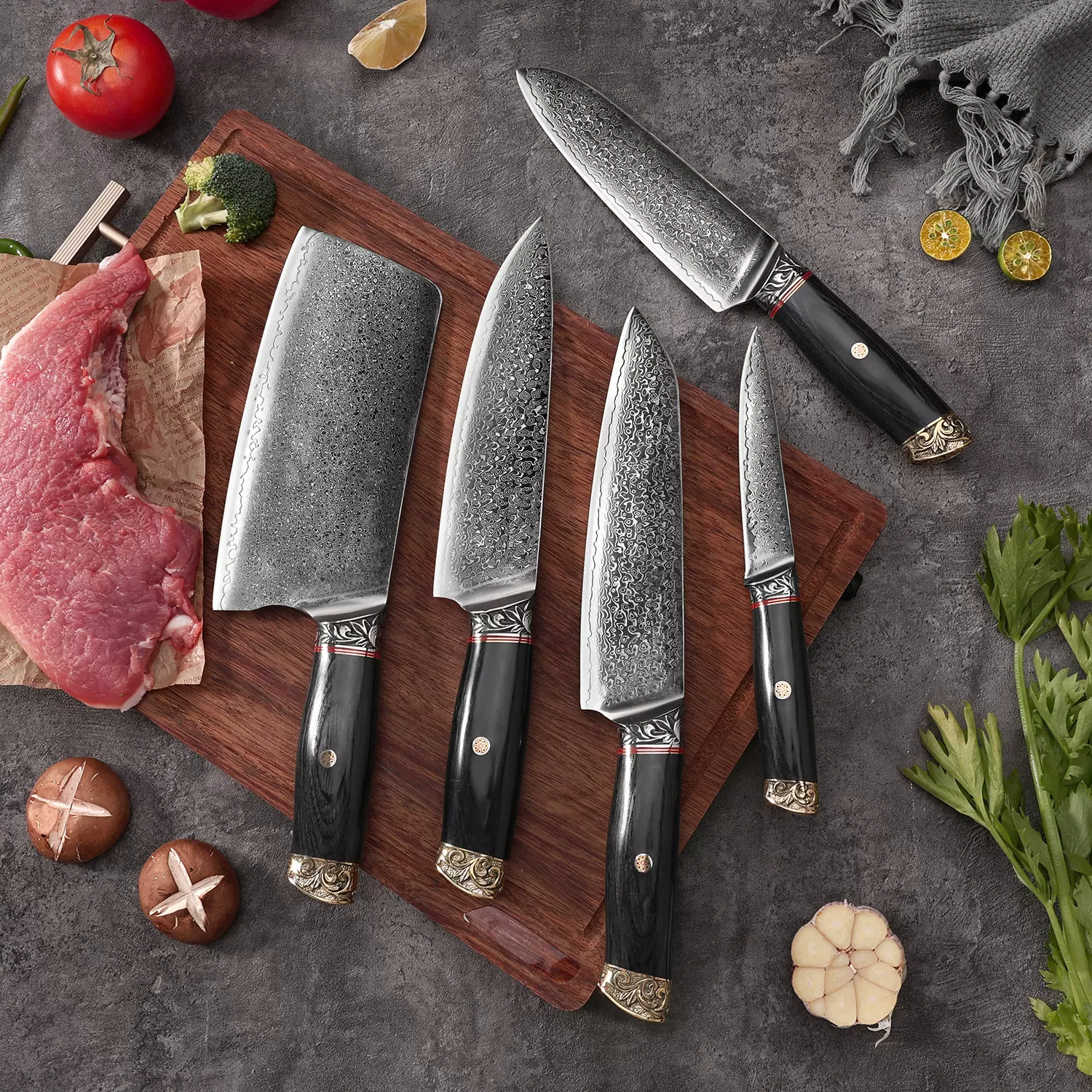 日式折叠锻打大马士革VG10钢套刀主厨刀刺身刀切片刀菜刀不锈钢刀